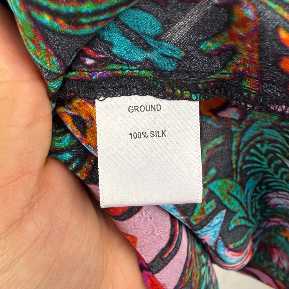 *Vintage Nicole Miller Artelier Womens Black Multicolor Floral Silk Halter Top - Picture 6 of 10